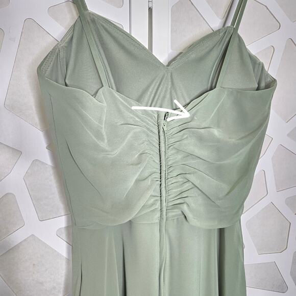 Kennedy Blue Sage Green Jeslyn Chiffon Sweetheart Maxi Dress Womens SZ 2 Wedding - Picture 7 of 9
